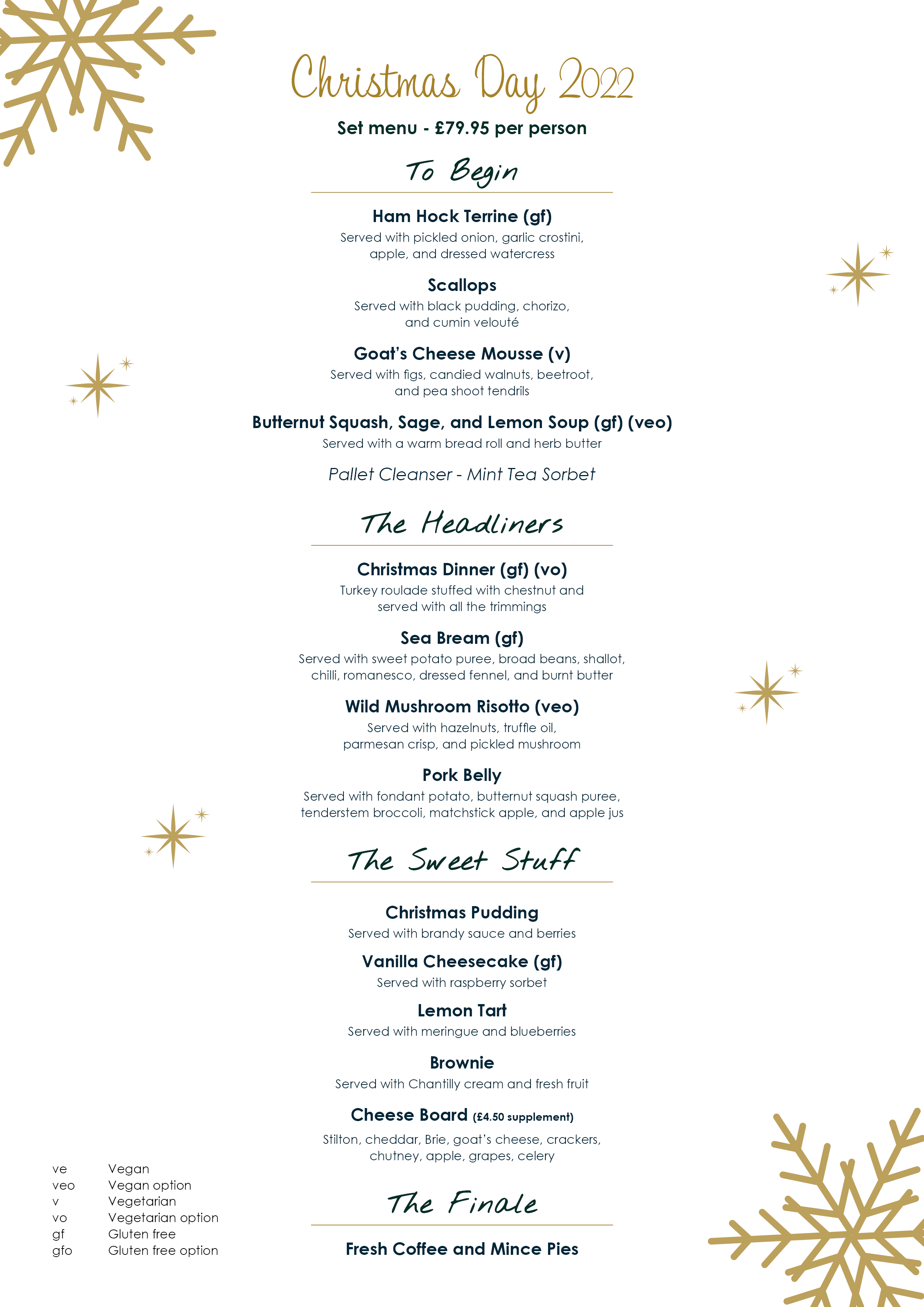 Christmas Menus Ye Olde Nags Head